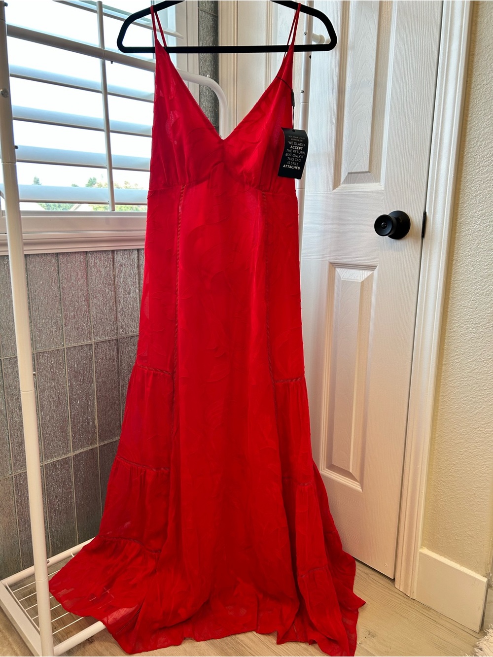 White House Black Market Red V-Neck Spaghetti-Strap Maxi Dress